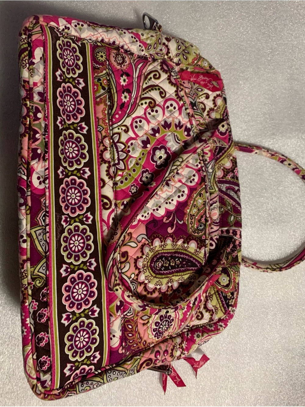 Vera Bradley Quilted Paisley Pink Tote Bag - Stylish Women's Shoulder Bag